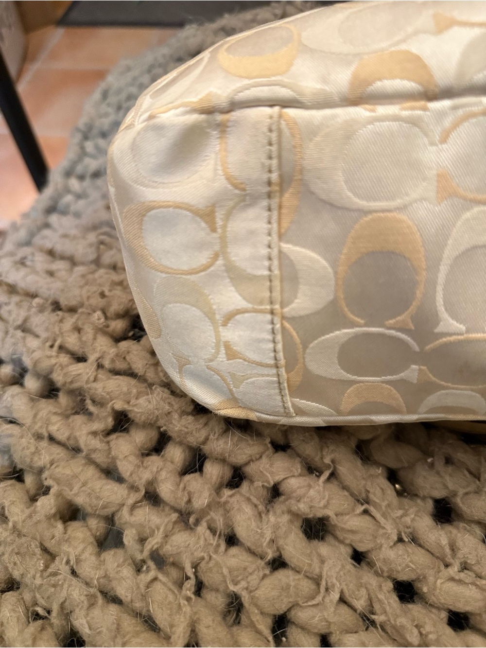 Coach Cream Sateen Signature Tote - Picture 7 of 9